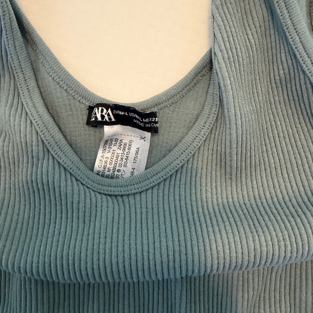 Zara Ribbed Bodysuit in Light Blue